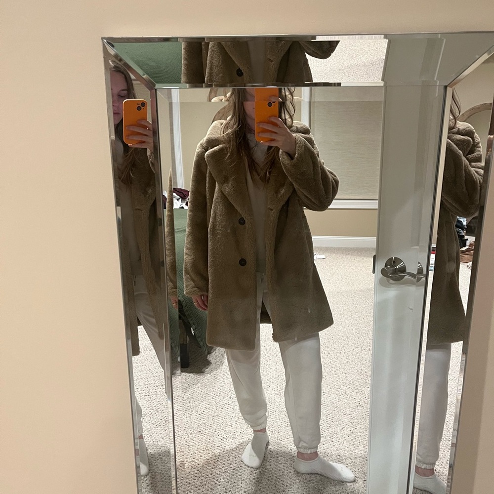 Zara Women's Plush Brown Teddy Coat